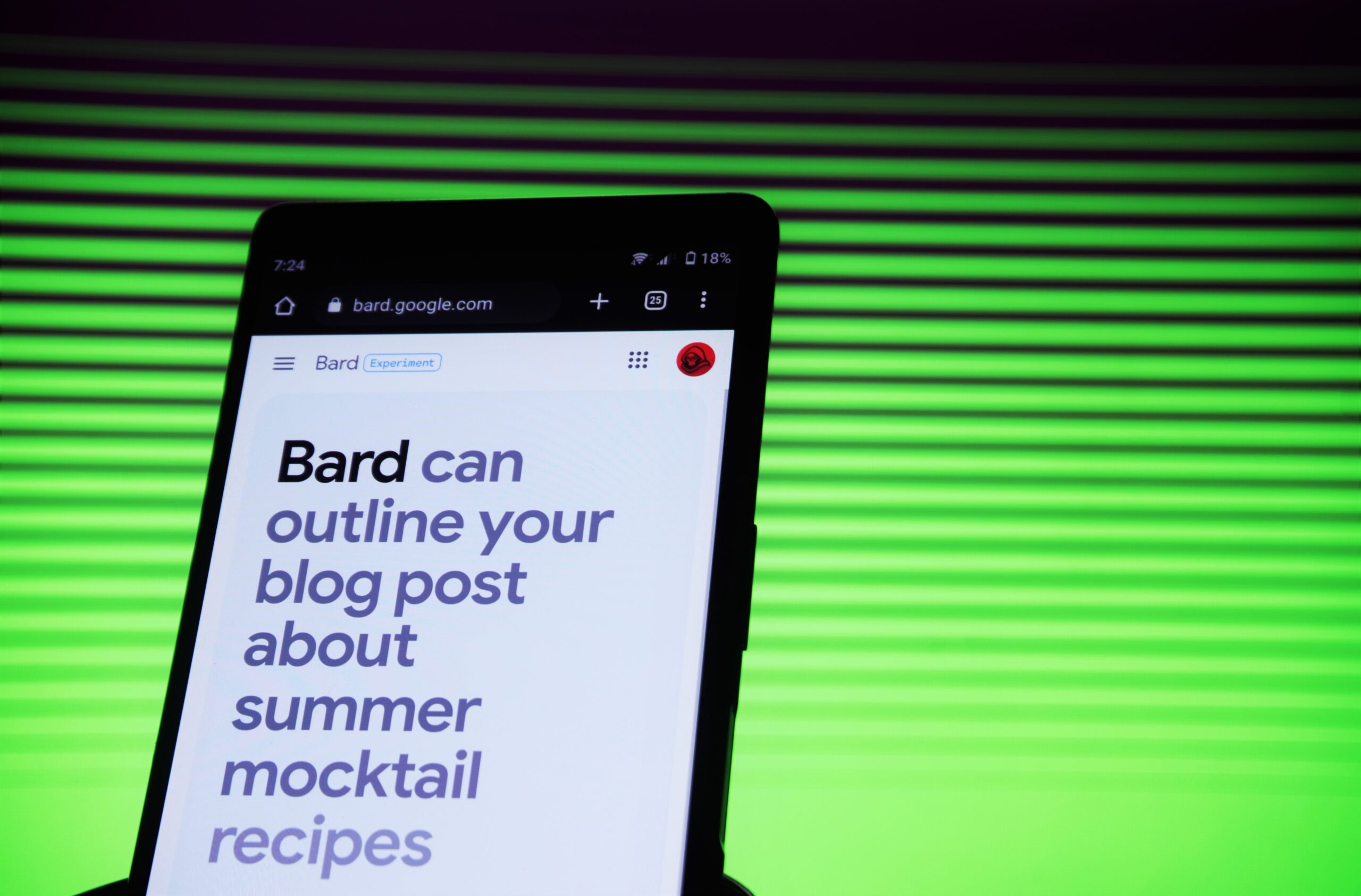 A mobile phone with Google Bard