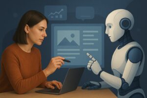 A person and AI work together